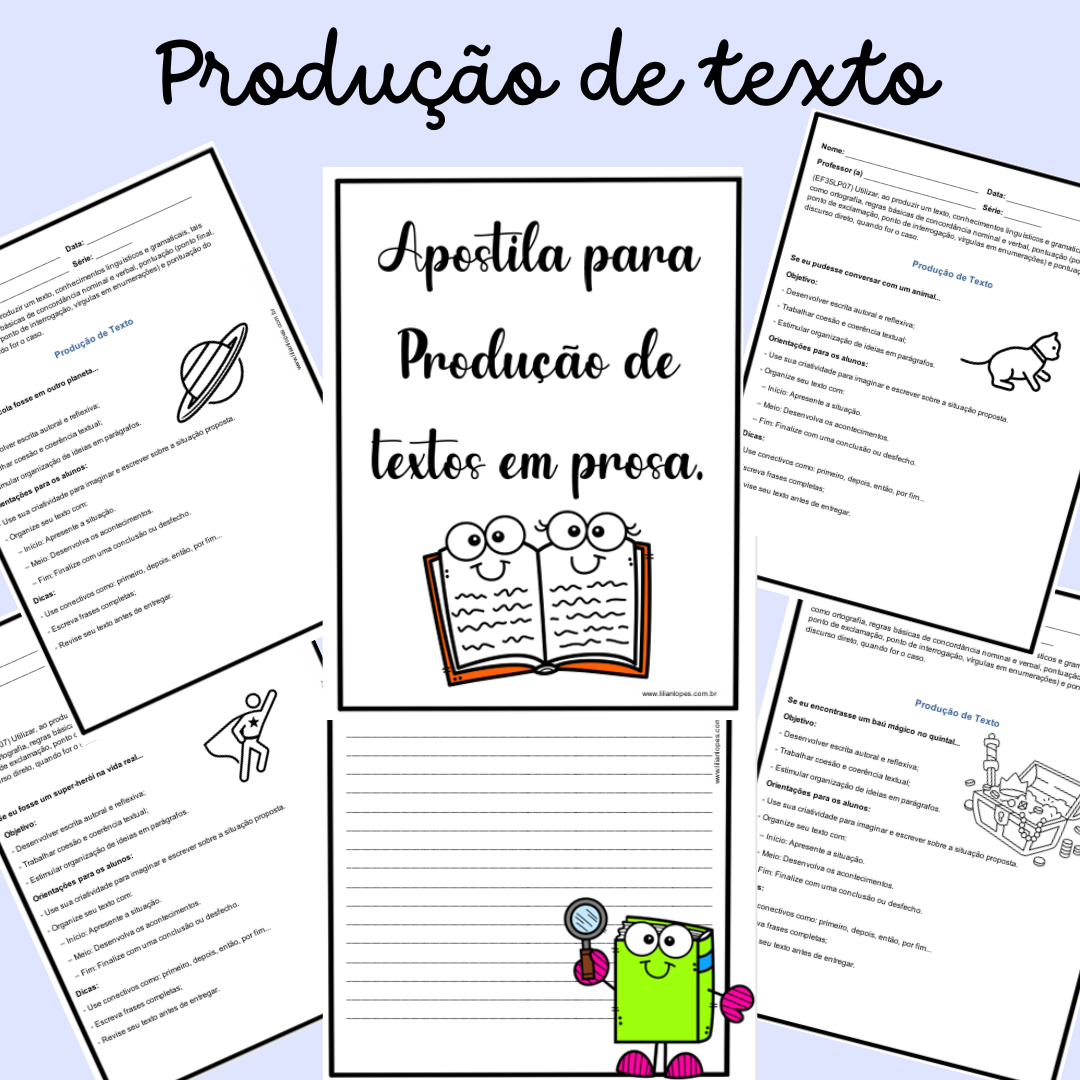 Apostila de Produção de Texto para Ensino Fundamental – 10 Temas Criativos