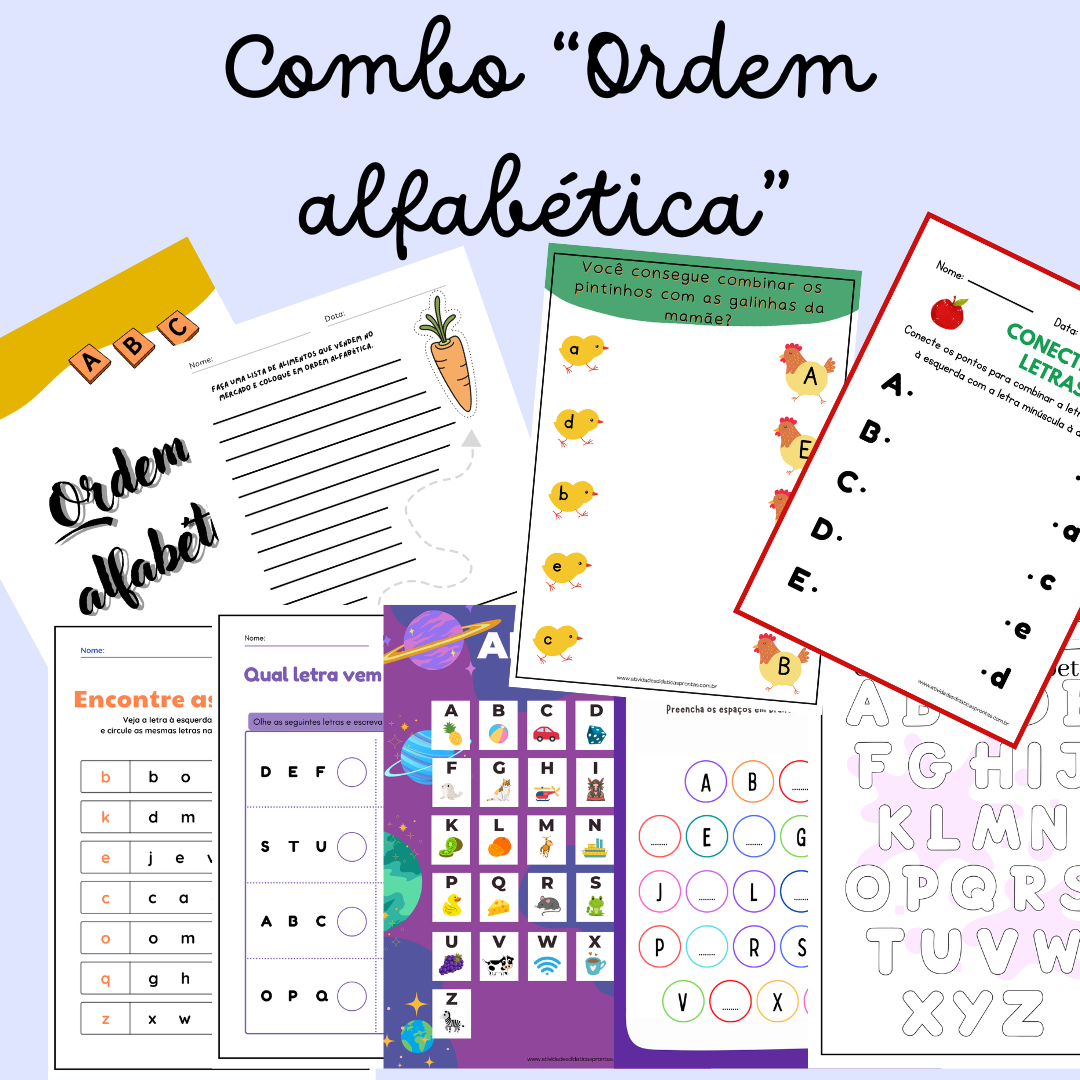 Combo de Atividades: Alfabeto e Ordem Alfabética
