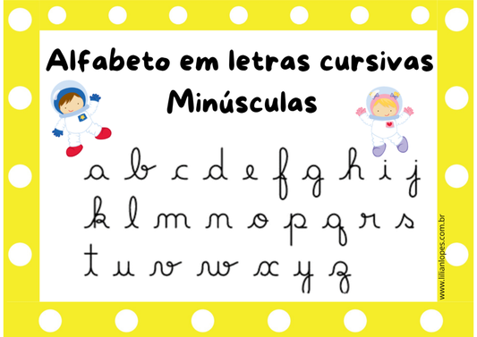 Alfabeto em Letra Cursiva – Maiúsculas e Minúsculas | Material de Alfabetização