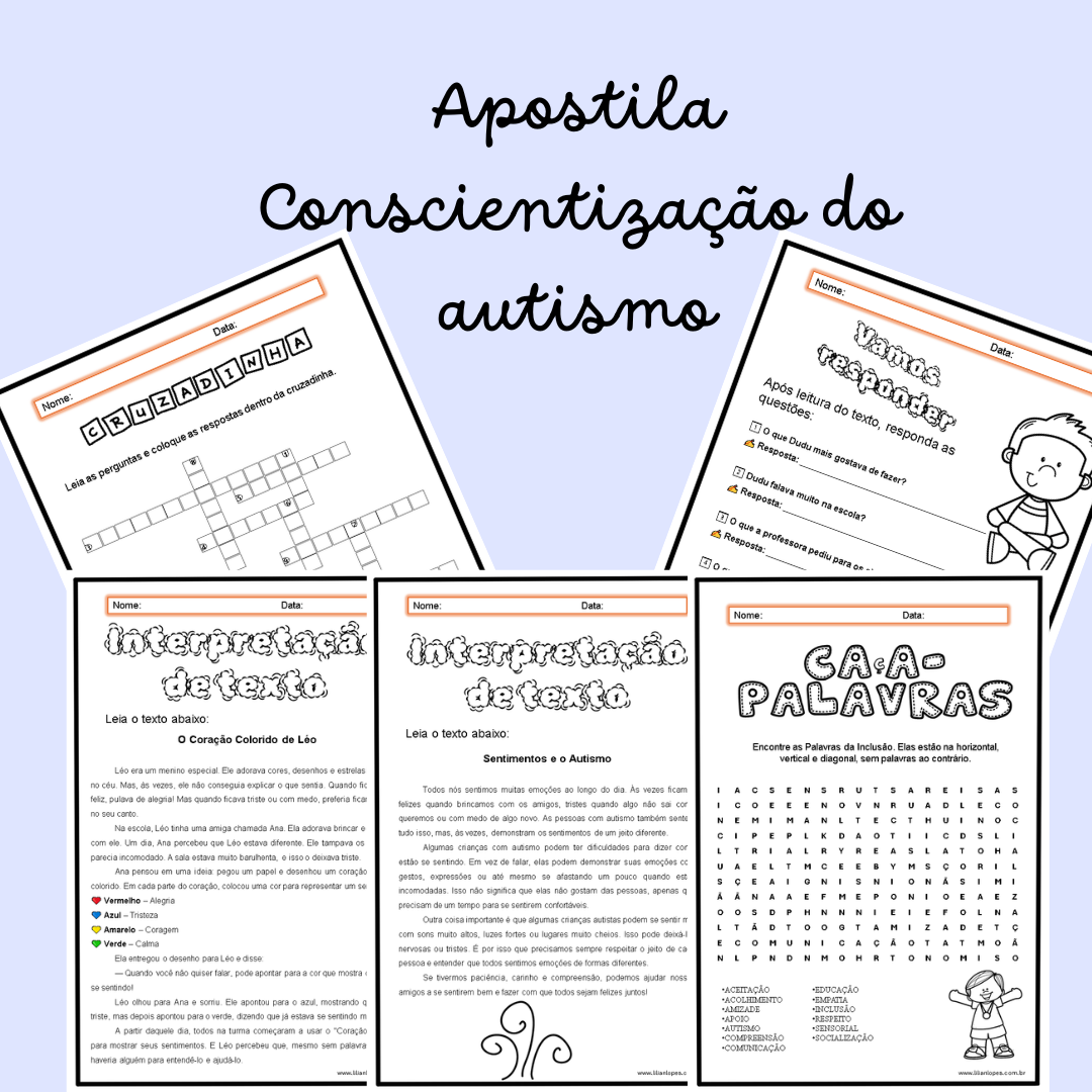 Apostila de atividades "conscientização do autismo"