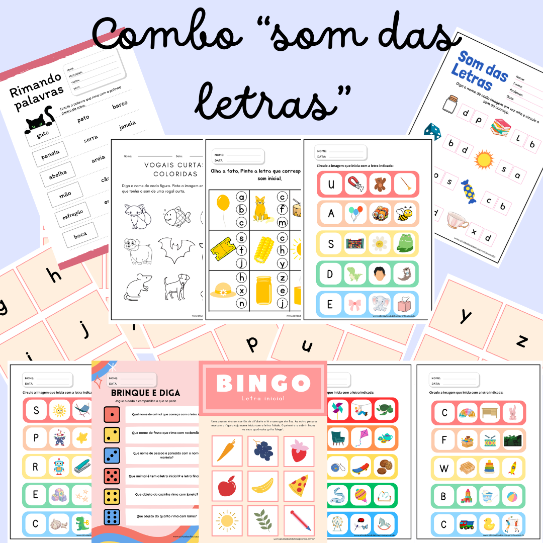 Combo Som das letras - atividades de consciência fonológica para imprimir