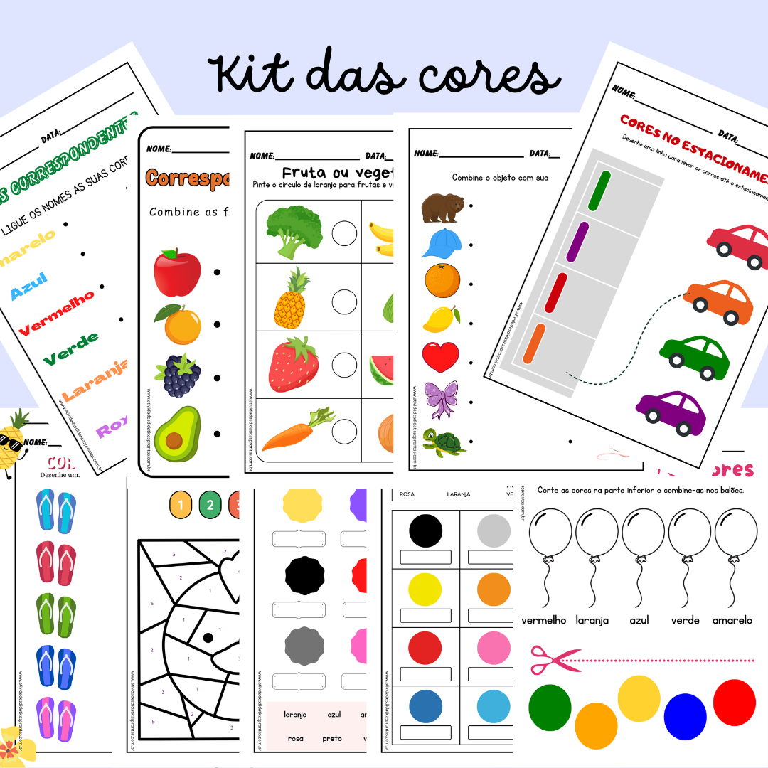 Kit de Atividades para Ensinar Cores para Educação Infantil / Pacote de atividades sobre cores primárias, secundárias e terciárias