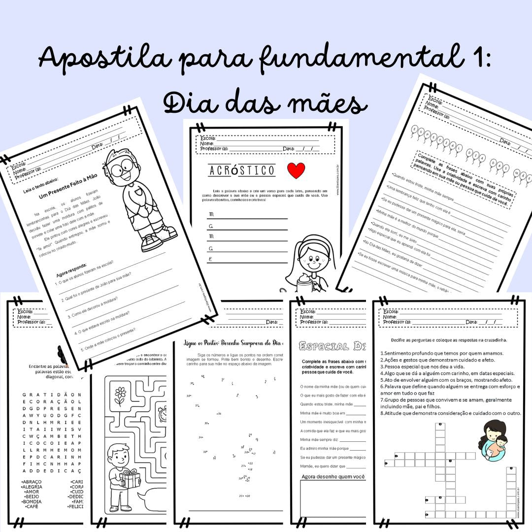 Apostila com atividades para o Dia das Mães para o Ensino Fundamental 1