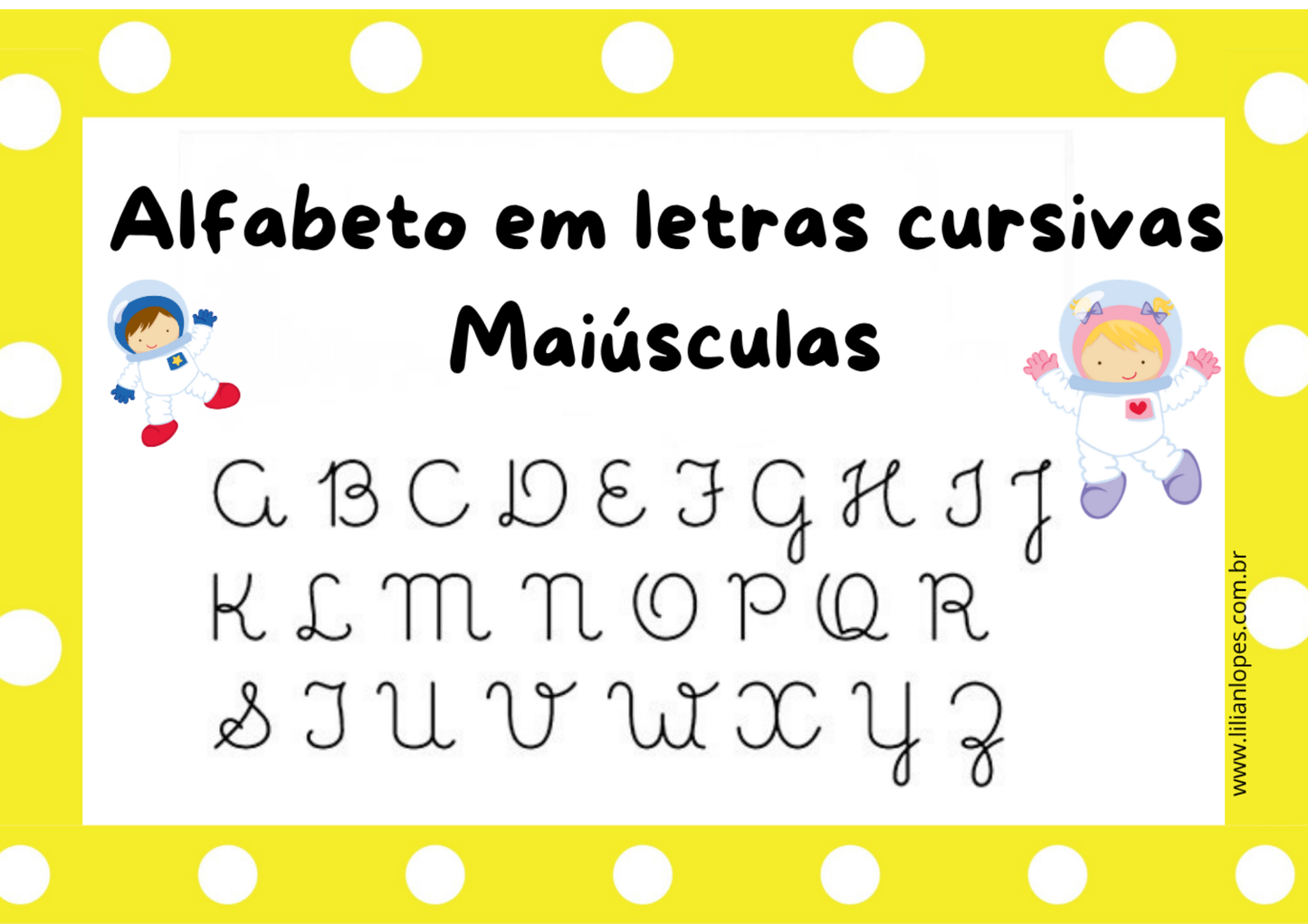 Alfabeto em Letra Cursiva – Maiúsculas e Minúsculas | Material de Alfabetização