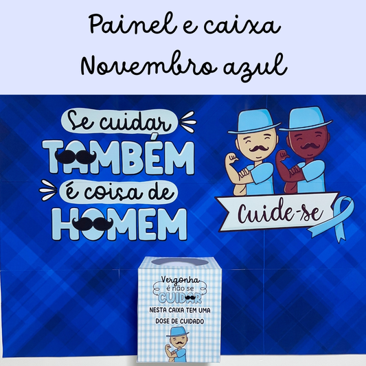 Painel e Caixa Novembro Azul — Atividade de Conscientização para Educação Infantil e Fundamental 1