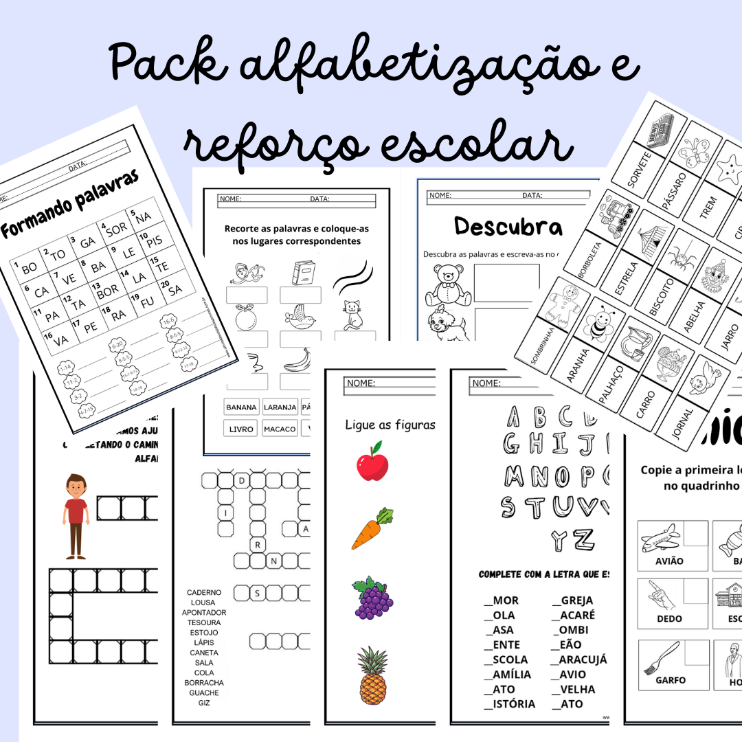 Pacote de atividades para alfabetização e reforço escolar – Atividades ...