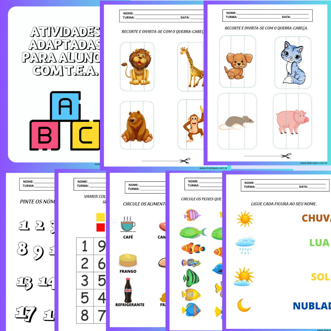 Atividades Adaptadas para Alunos com T.E.A. – Apostila Completa para autistas