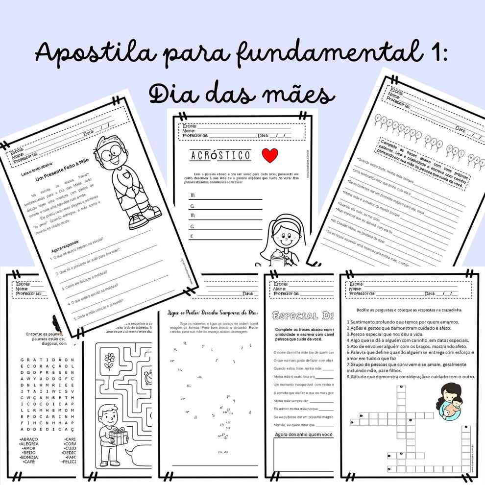 Apostila com atividades para o Dia das Mães para o Ensino Fundamental ...